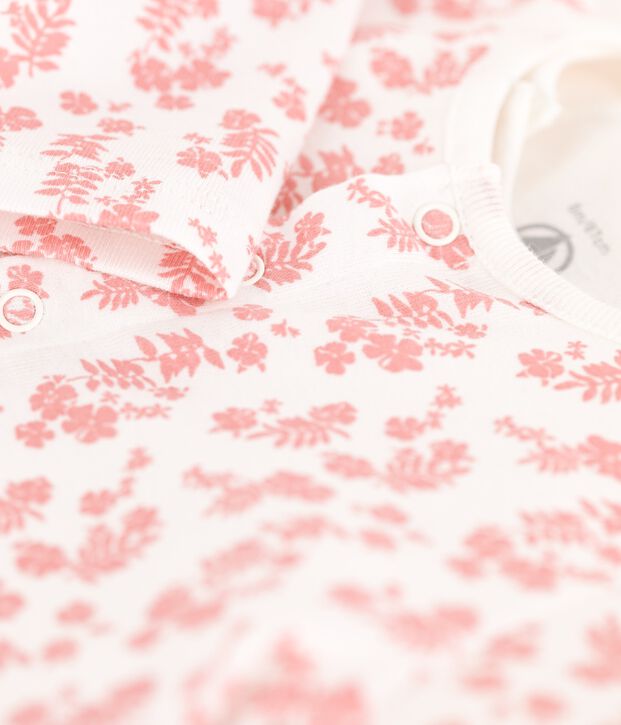 3er-Baby-Set aus Bio-Baumwolle mit Hawaiimuster weiss/rosa