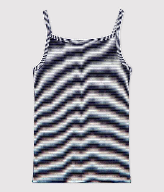 Spaghetti-Top aus BIO-Baumwolle für Damen blau SMOKING/weiss MARSHMALLOW