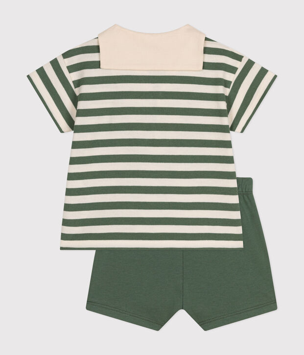Baby-Set T-Shirt und Shorts aus Jersey gr&uuml;n/naturfarben