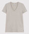 Damen-T-Shirt LE DROIT aus Baumwolle mit V-Ausschnitt grau CHATON CHINE