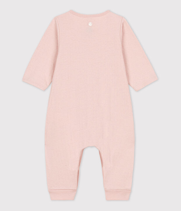 Langer unifarbener Baby-Overall aus Bio-Doppeljersey rosa