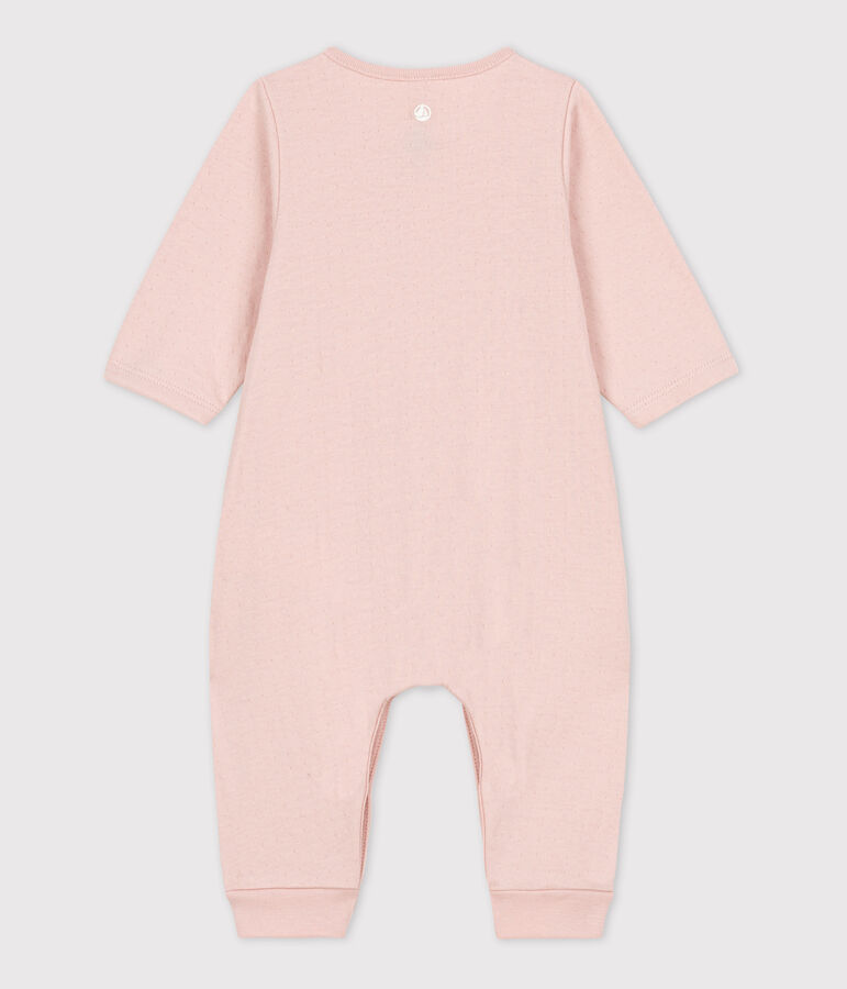 Langer unifarbener Baby-Overall aus Bio-Doppeljersey rosa