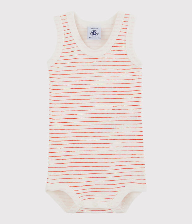 &Auml;rmelloser Baby-Body Jungen weiss/rot