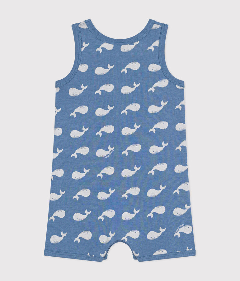 Baby-Kurzoverall aus Baumwolle mit Wal-Printmotiv blau BEACH/ MARSHMALLOW