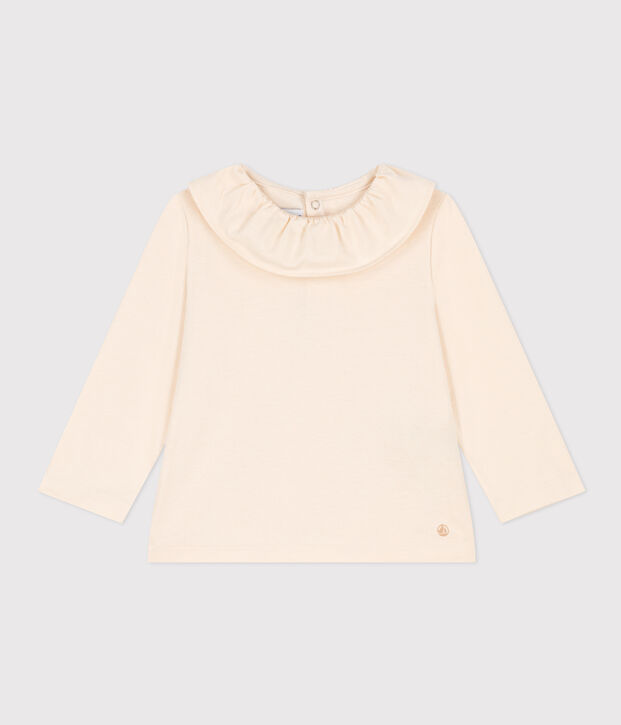 Lang&auml;rmelige Babybluse aus Jersey naturfarben