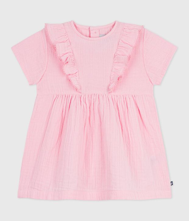 Kurz&auml;rmeliges Baby-Kleid aus einfarbiger Baumwolle MARQUISE