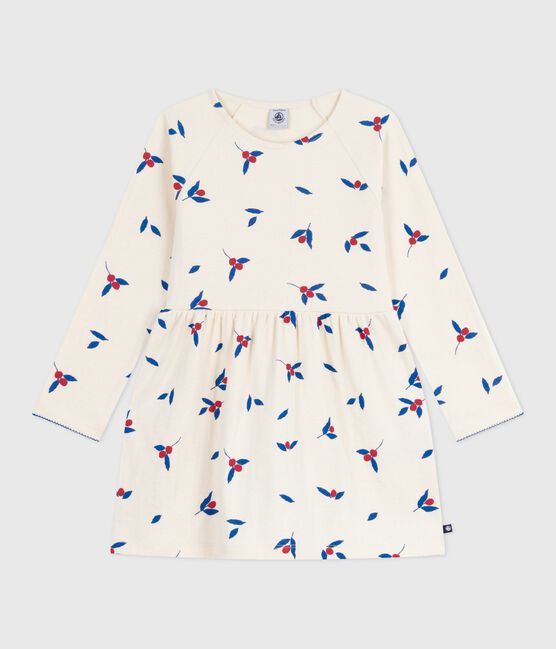 Langärmeliges Kinder-Kleid aus Baumwolle MILK/ MULTICO