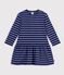 Lang&auml;rmeliges Kinder-Kleid aus Baumwolle mit Streifen blau/violett