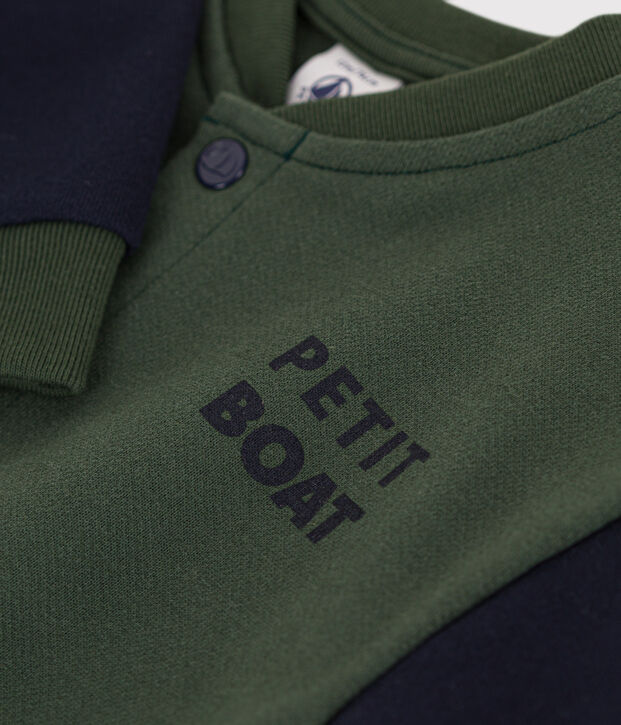 Baby College-Jacke aus Molton. gr&uuml;n/blau