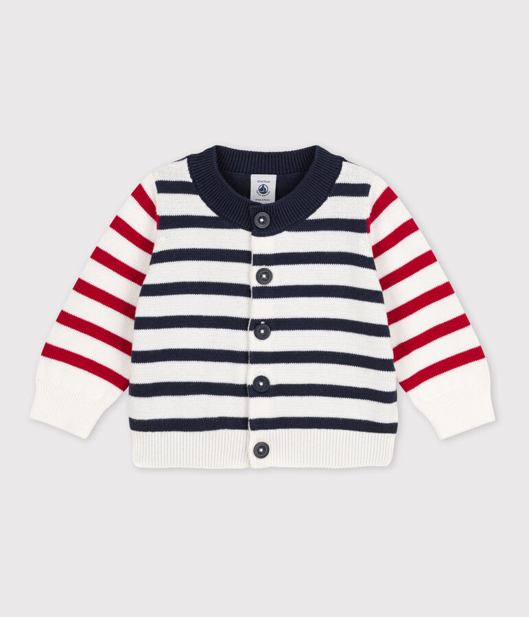 Baby-Cardigan aus Baumwollstrick weiss/vielfarbig