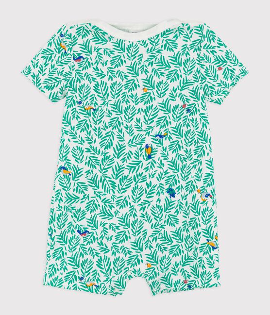 Baby-Kurzoverall aus Baumwolle. weiss MARSHMALLOW/weiss MULTICO