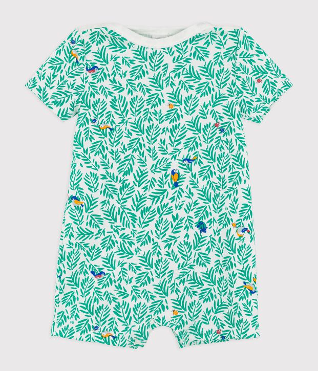 Baby-Kurzoverall aus Baumwolle. weiss/vielfarbig