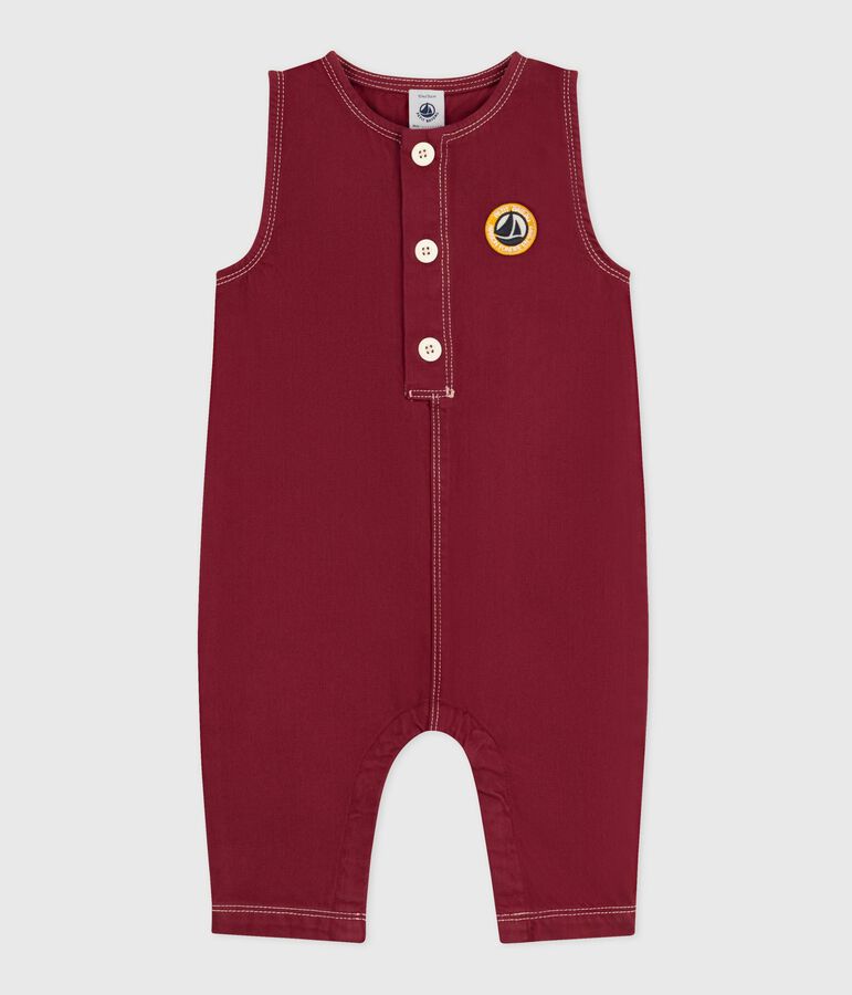 Langer Baby-Overall aus einfarbigem Denim rot