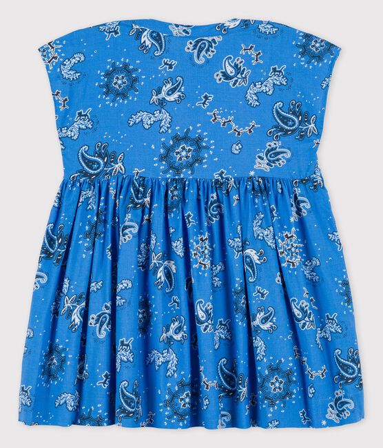 Kurzärmeliges Babykleid aus Popeline mit Bandanamuster blau BRASIER/weiss MULTICO