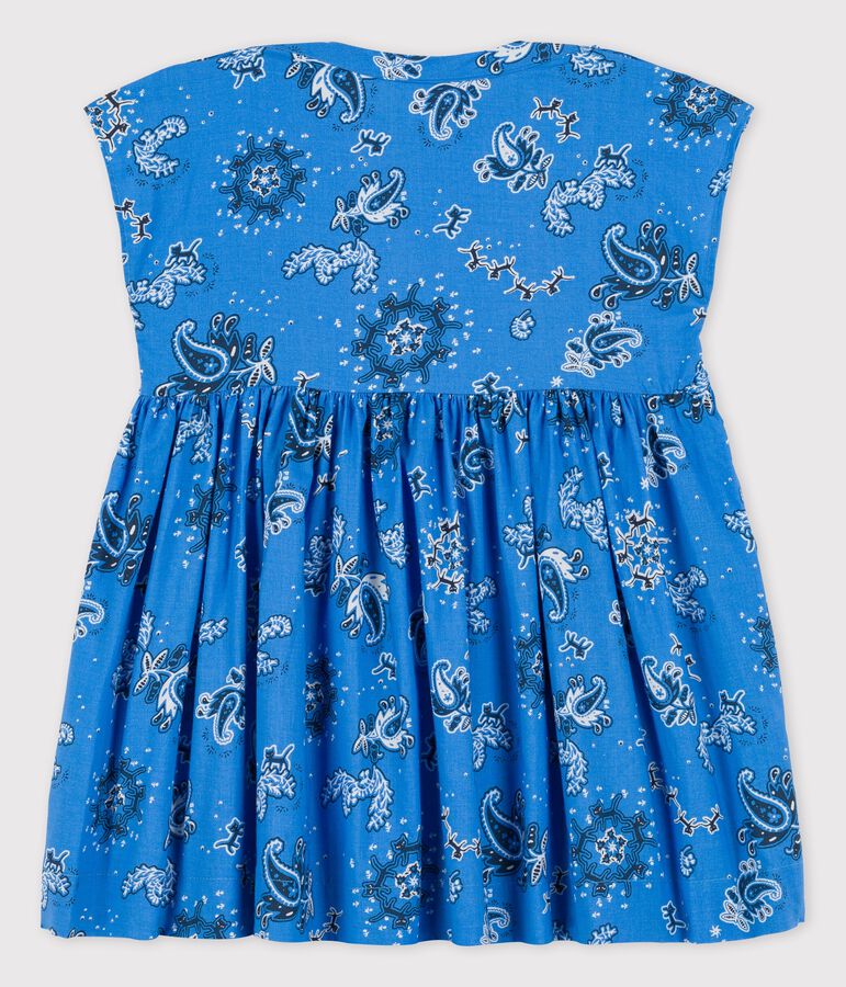 Kurz&auml;rmeliges Babykleid aus Popeline mit Bandanamuster blau/vielfarbig