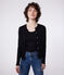 Damen-Cardigan aus einfarbiger Baumwolle schwarz BLACK