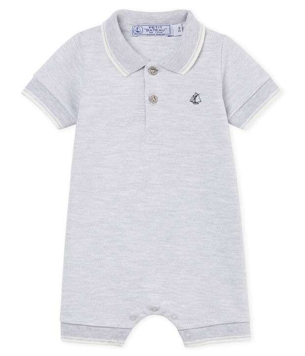 Baby-polo-kurzoverall jungen grau