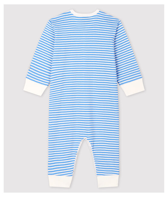 Fußloser Baby-Strampler aus Baumwolle mit blauen Streifen blau EDNA/weiss MARSHMALLOW