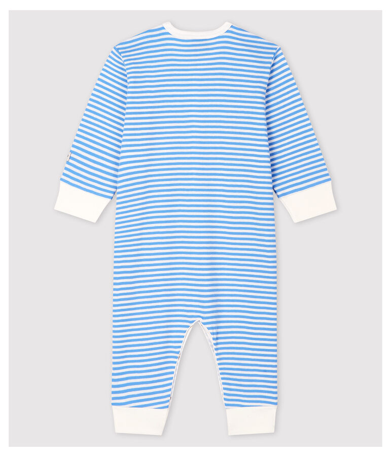 Fu&szlig;loser Baby-Strampler aus Baumwolle mit blauen Streifen blau/weiss