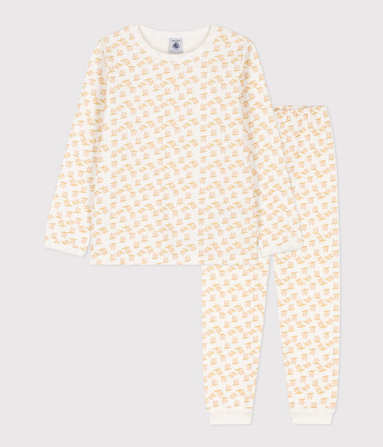 Kinderpyjama aus Doppeljersey mit Blumenmotiv für Mädchen weiss MARSHMALLOW/weiss MULTICO