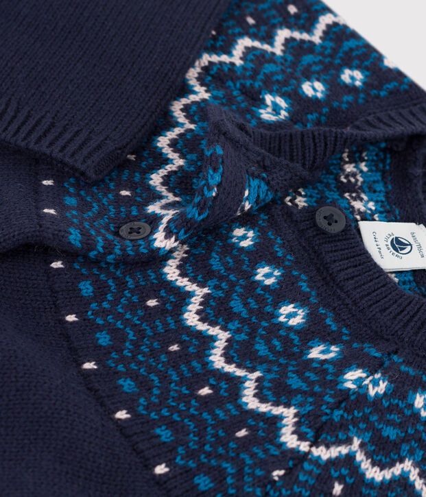 Kinder-Cardigan aus Wolle und Baumwolle f&uuml;r M&auml;dchen blau/vielfarbig
