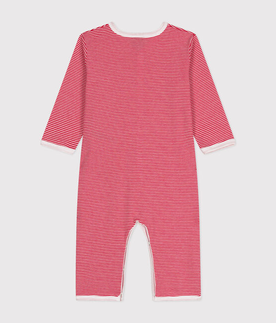 Langärmelige, fußfreie Baby-Pyjamas aus Baumwolle rot CORRIDA/weiss MARSHMALLOW