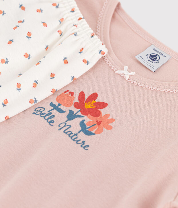 Kinderpyjama aus Baumwolle f&uuml;r M&auml;dchen rosa/vielfarbig