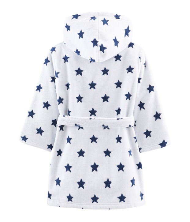 Frottee-Bademantel f&uuml;r kleine Jungen weiss/blau