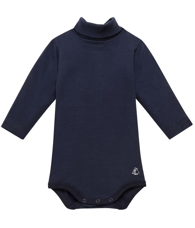 Baby-Body mit Rollkragen blau
