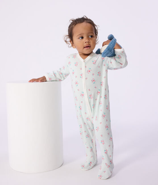 Strampler aus Baumwolle mit Blumenmotiv weiss MARSHMALLOW/weiss MULTICO