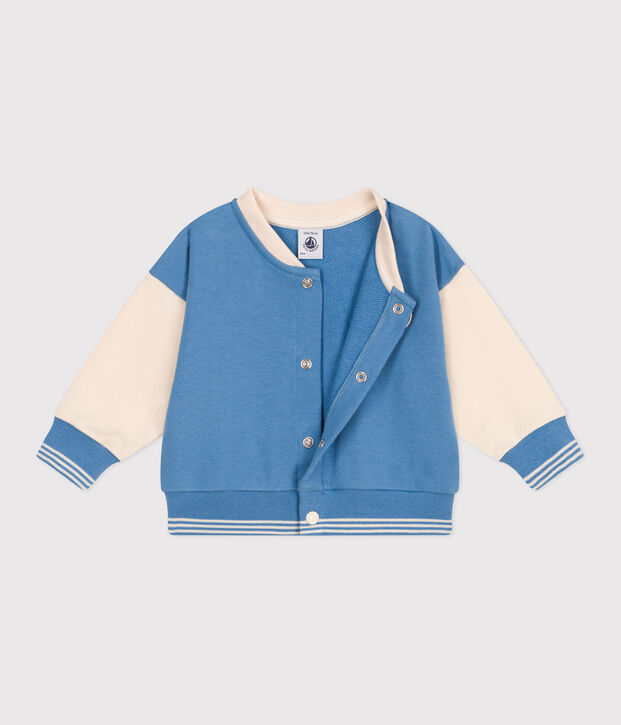 Baby College-Jacke aus Baumwolle im Colorblock blau/naturfarben