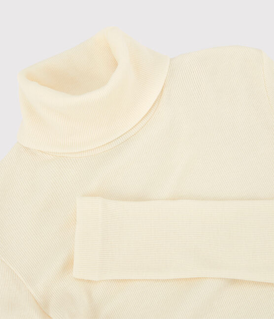 Unterziehpullover aus Wolle und Baumwolle für Damen weiss MARSHMALLOW