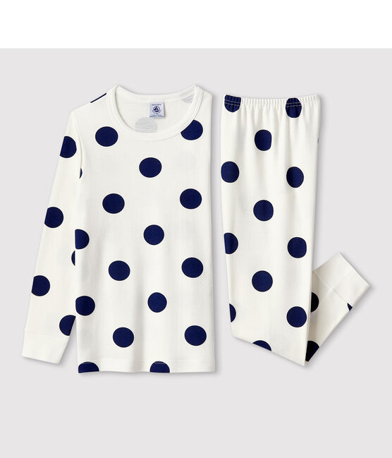 Kinderpyjama aus Bio-Baumwolle mit grafischem Printmuster weiss MARSHMALLOW/blau MEDIEVAL