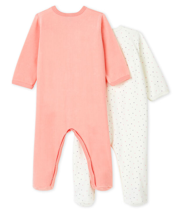 2er-Set Baby-Strampler f&uuml;r M&auml;dchen aus Velours vielfarbig
