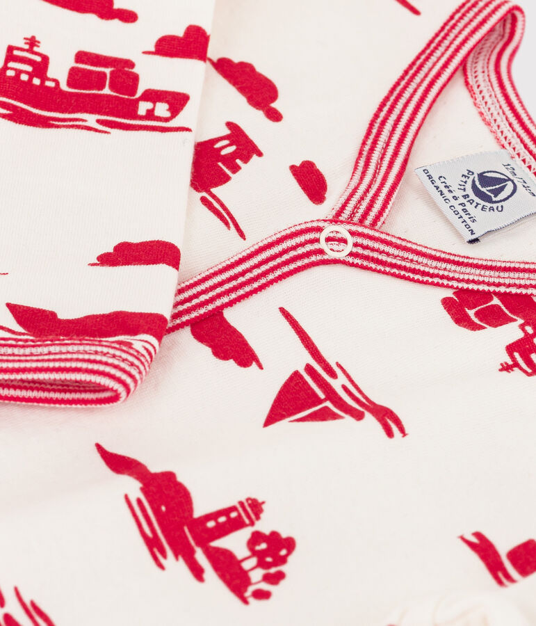 Bedruckter Strampler aus Doppeljersey weiss/rot