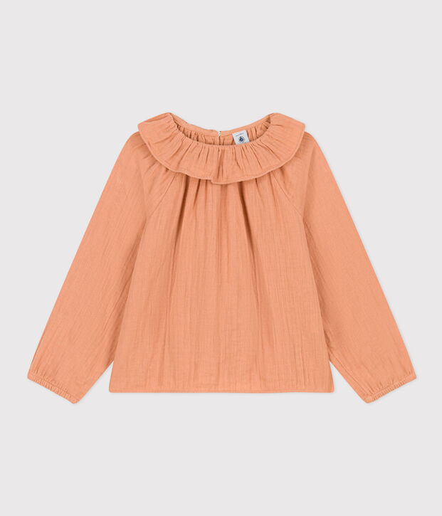 Lang&auml;rmelige Kinderbluse aus Musselin-Stoff f&uuml;r M&auml;dchen rosa