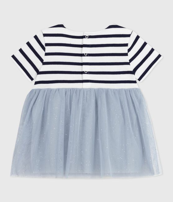Kurzärmeliges Baby-Kleid aus zwei Stoffen CO2/ MULTICO
