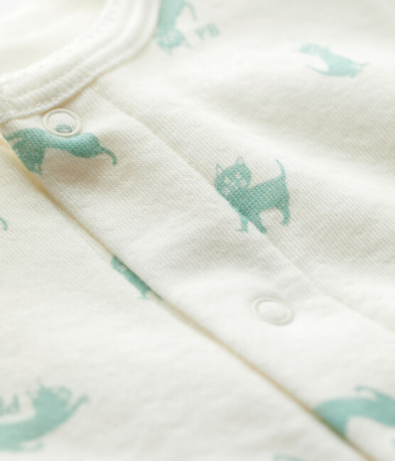 Baby-Bodyjama aus Bio-Baumwolle weiss MARSHMALLOW/ HERBIER