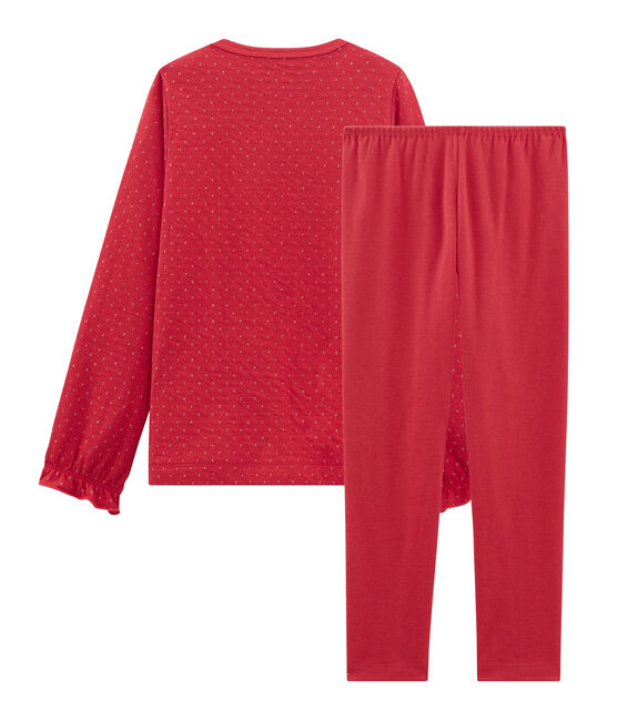 Pyjama aus Doppeljersey und Rippstrick für Mädchen rot TERKUIT/gelb OR
