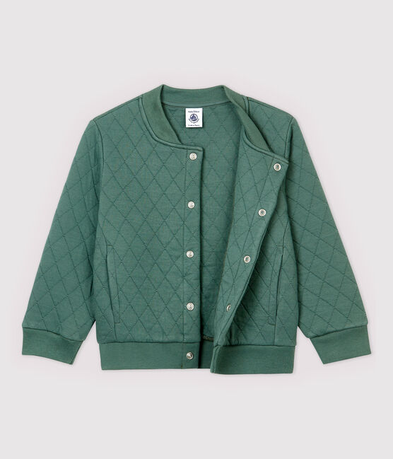 Kinder-Cardigan im Teddy-Stil aus gedoppeltem Jersey für Jungen grün VALLEE