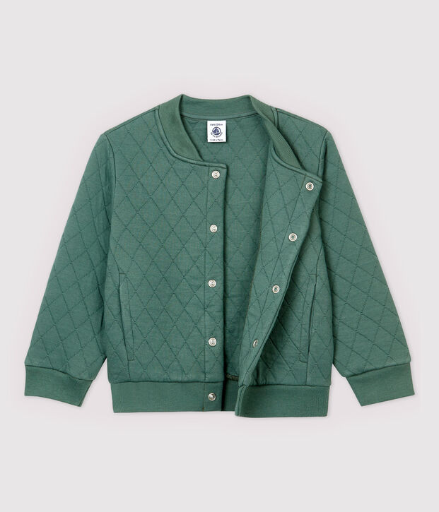 Kinder-Cardigan im Teddy-Stil aus gedoppeltem Jersey f&uuml;r Jungen gr&uuml;n