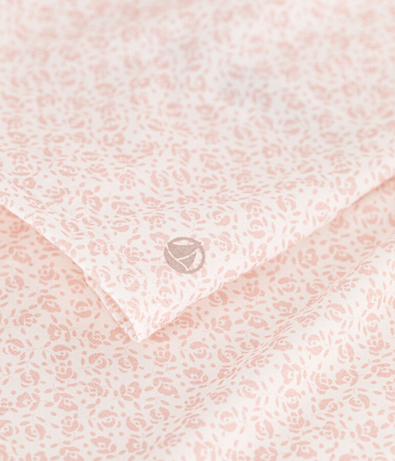 Kurzer Kinderpyjama aus Baumwolle mit Blumenmuster weiss/rosa