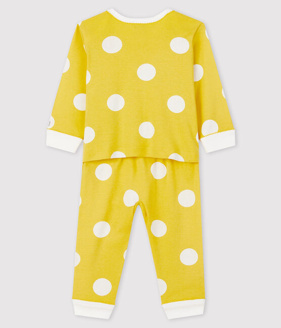 Baby-Strampler aus Rippstrick ohne Druckknöpfe gelb BLE/weiss ECUME