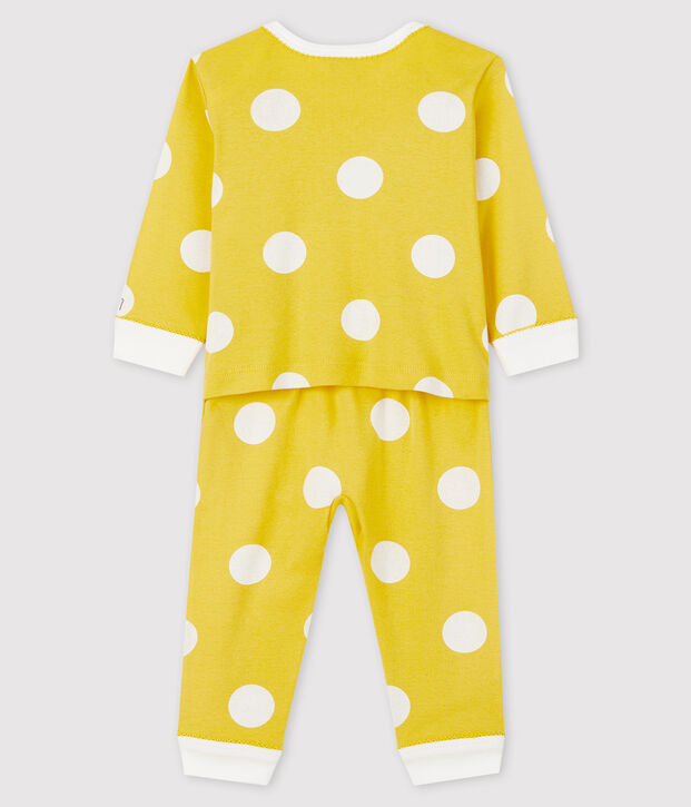 Baby-Strampler aus Rippstrick ohne Druckkn&ouml;pfe gelb/weiss