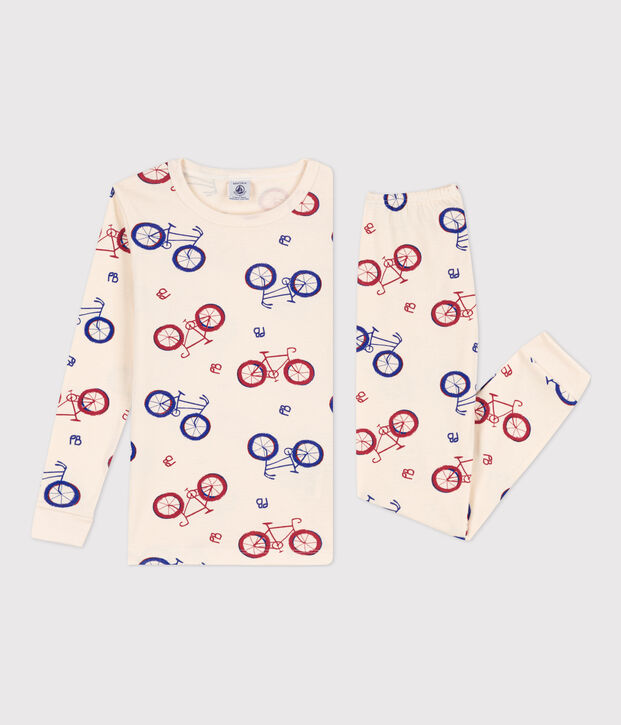Kinderpyjama in schmaler Passform aus Baumwolle naturfarben/vielfarbig