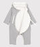 Gestreifter Baby-Langoverall aus Baumwolle und mit Kapuze weiss MARSHMALLOW/blau SMOKING