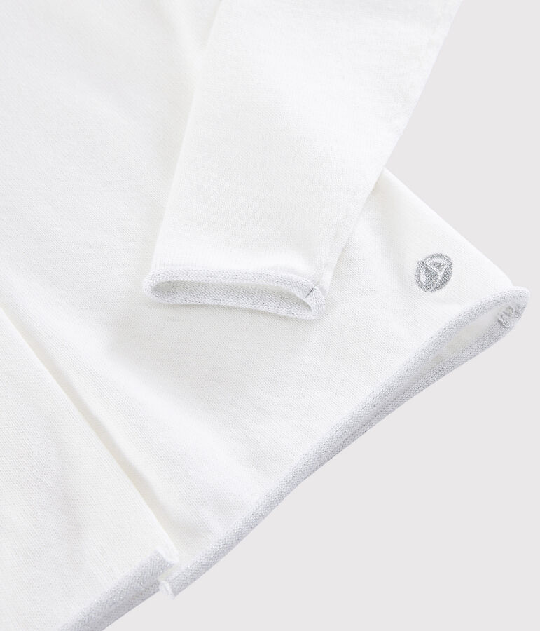 Kinder-Cardigan aus Baumwoll-Strick f&uuml;r M&auml;dchen weiss MARSHMALLOW