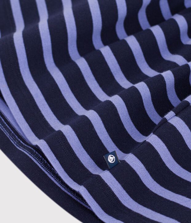 Lang&auml;rmeliges Kinder-Kleid aus Baumwolle mit Streifen blau/violett