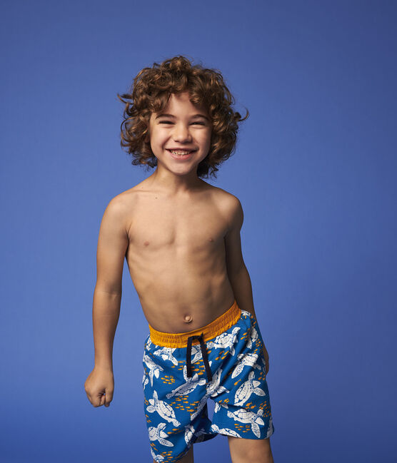 Kinder-Badeshorts aus recyceltem Material für Jungen blau MYKONOS/naturfarben MULTICO