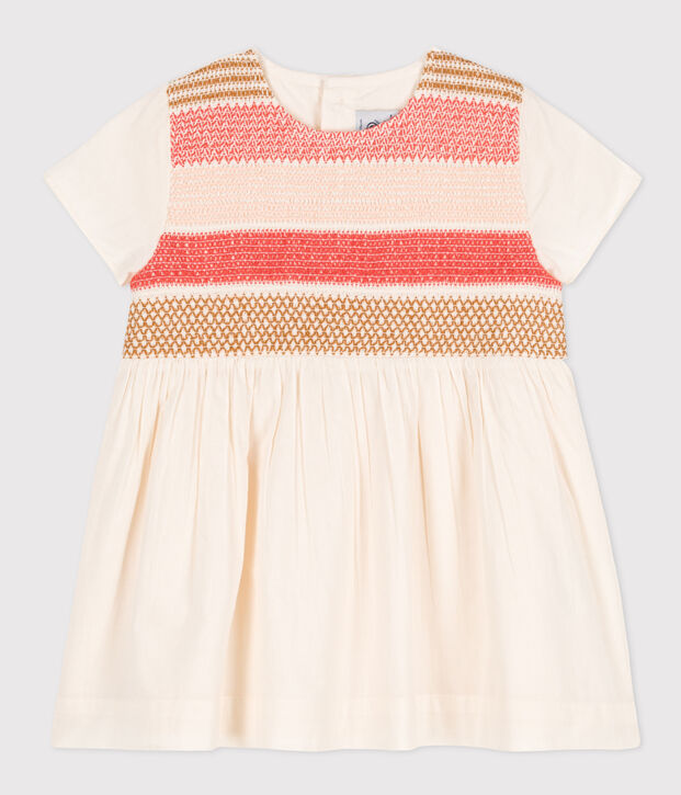 Kurz&auml;rmeliges Baby-Kleid f&uuml;r M&auml;dchen naturfarben/vielfarbig